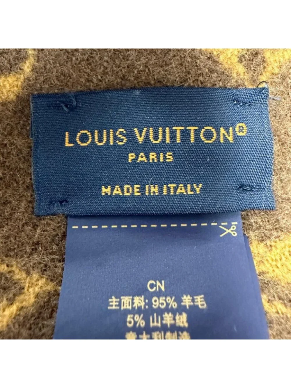 Louis Vuitton My Neverfull Cashmere Mixed Monogram Scarf with Fringe Brown Tote